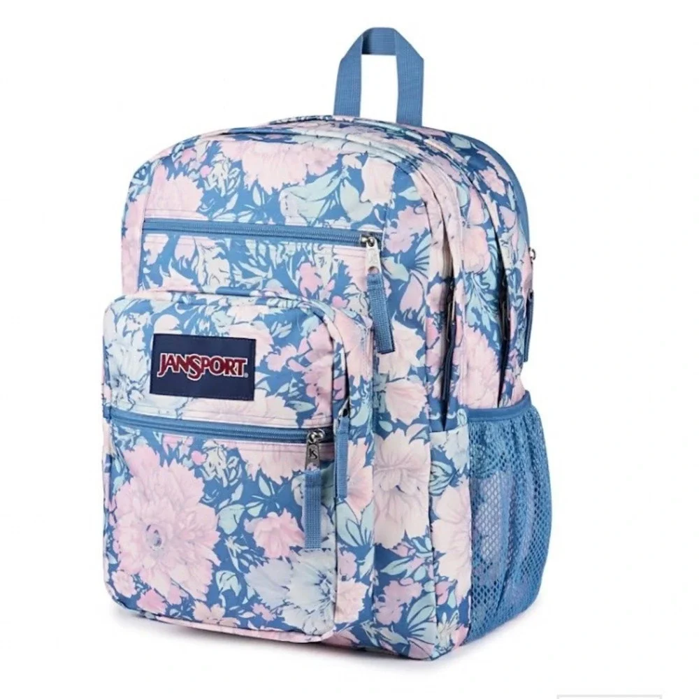 JanSport Big Student Backpack Faded Tapestry Elemental Blue Floral JS0A47JKLL1